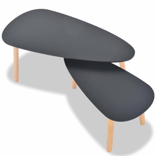 Schwarzes Couchtischset Iujea (2 Stück Kiefer)