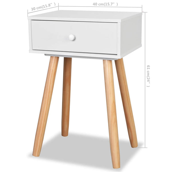 Weiße Nachttische Iurghiul 40x30x61cm (2 Stück Kiefer)
