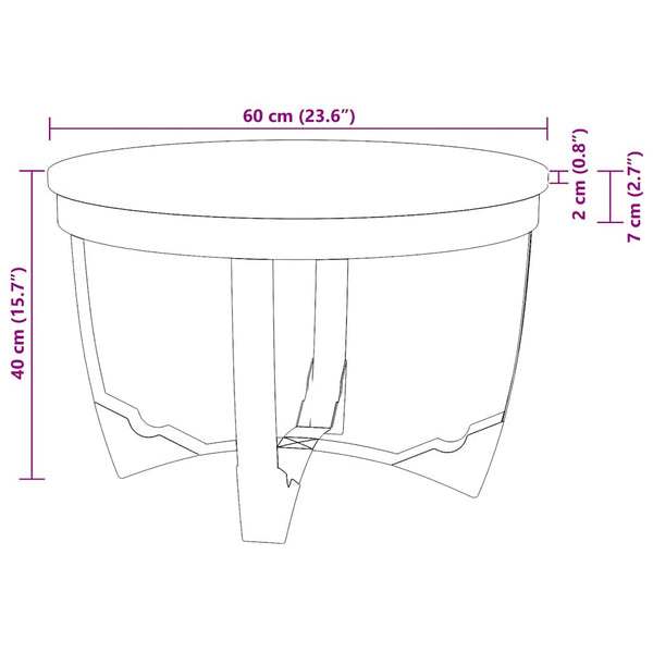 Kompletter Couchtisch Minella 60x40cm (Mangoholz, grob)