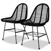 Schwarze Esszimmerstühle Lemia (2er Set Naturrattan)