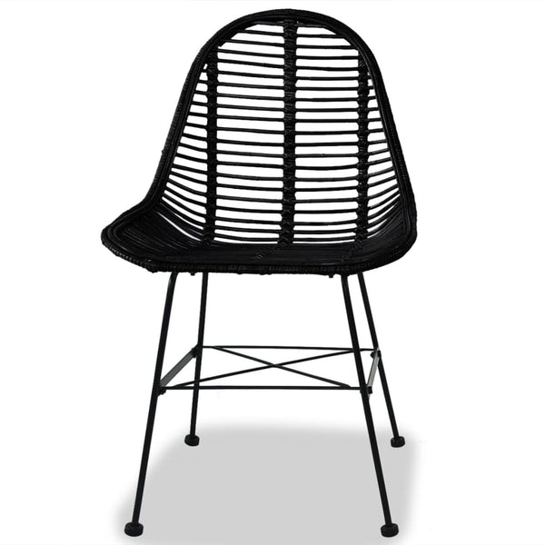 Schwarze Esszimmerstühle Lemia (2er Set Naturrattan)