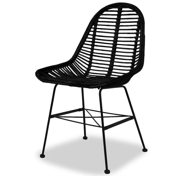 Schwarze Esszimmerstühle Lemia (2er Set Naturrattan)