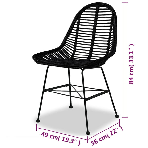 Schwarze Esszimmerstühle Lemia (2er Set Naturrattan)
