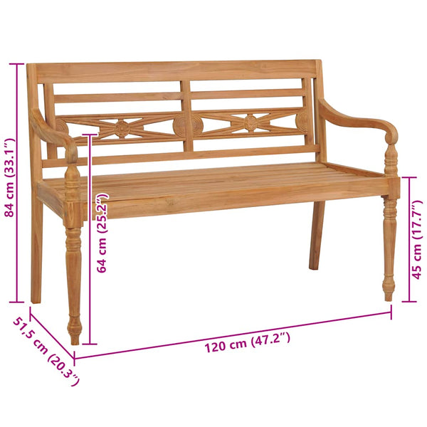 Batavia-penkki Ritu 120cm (tiikki)