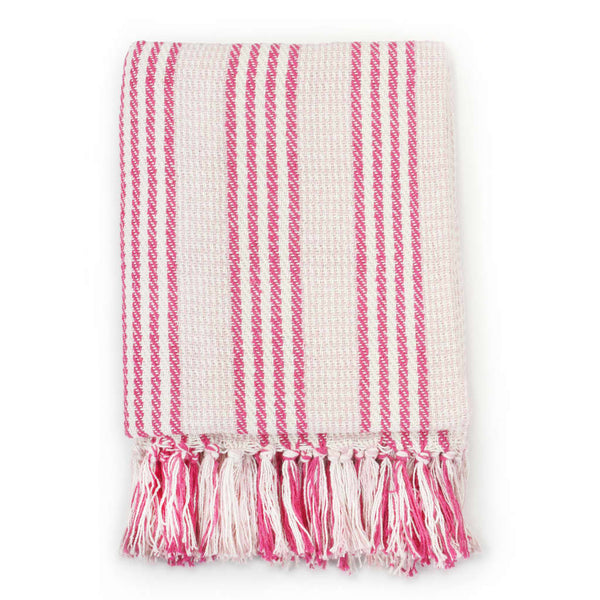 Pinkki ja valkoinen viltti puuvilla raidat Cosmetics 125x150cm