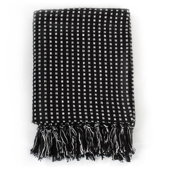 Schwarze Decke Baumwolle Quadrate Cosmetics 125x150cm