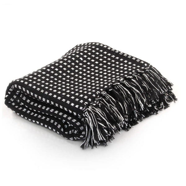 Schwarze Baumwolldecke Quadrate Cosmetics 160x210cm