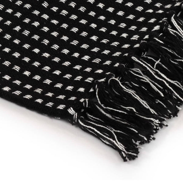 Schwarze Baumwolldecke Quadrate Cosmetics 160x210cm