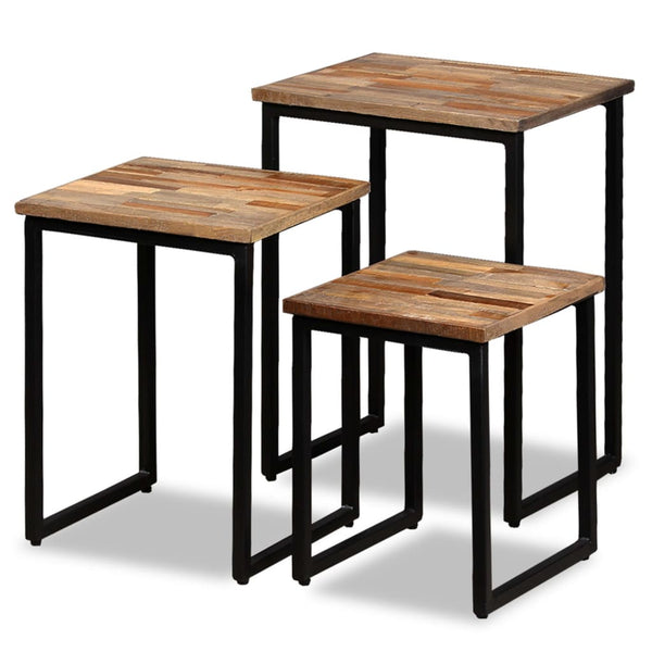 Satztisch Olemia (3er-Set aus massivem recyceltem Teakholz)