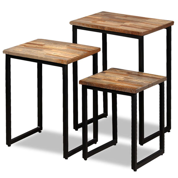 Satztisch Olemia (3er-Set aus massivem recyceltem Teakholz)