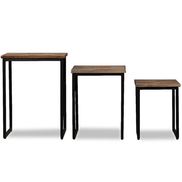 Satztisch Olemia (3er-Set aus massivem recyceltem Teakholz)