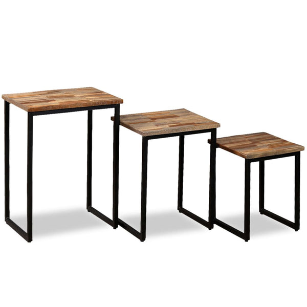 Satztisch Olemia (3er-Set aus massivem recyceltem Teakholz)