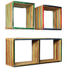 Mehrfarbiges Wandregal-Set Camilian (recyceltes Massivholz Teak)