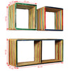 Mehrfarbiges Wandregal-Set Camilian (recyceltes Massivholz Teak)