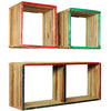 Mehrfarbiges Wandregal-Set Camilian (recyceltes Massivholz Teak)