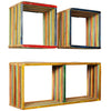 Mehrfarbiges Wandregal-Set Camilian (recyceltes Massivholz Teak)