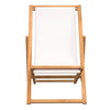 Cremefarbener Deckstuhl Teakholz Gulver 56x105x96cm