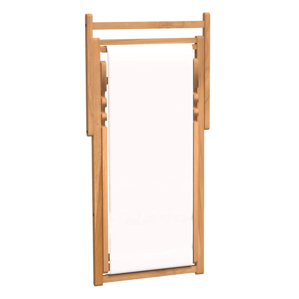 Cremefarbener Deckstuhl Teakholz Gulver 56x105x96cm