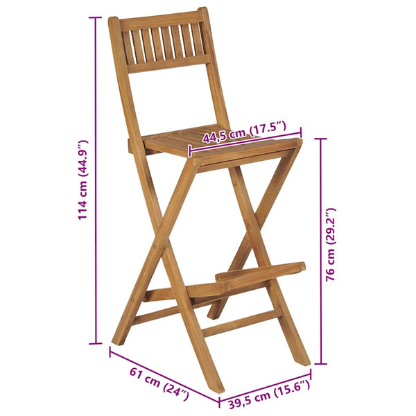 Zusammenklappbare Barhocker Baban (2 Stk. Teak)