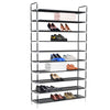 Schwarzes Schuhregal Geuget mit 10 Ablagen (Metall und Vliesstoff)