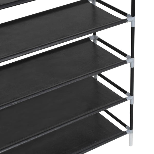 Schwarzes Schuhregal Geuget mit 10 Ablagen (Metall und Vliesstoff)