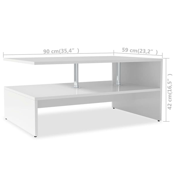 Weißer Couchtisch Semiran 90x59x42cm (Holz)