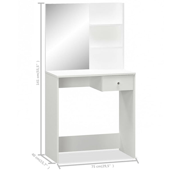 Schminktisch Duras weiß 75x40x141cm (Holz)