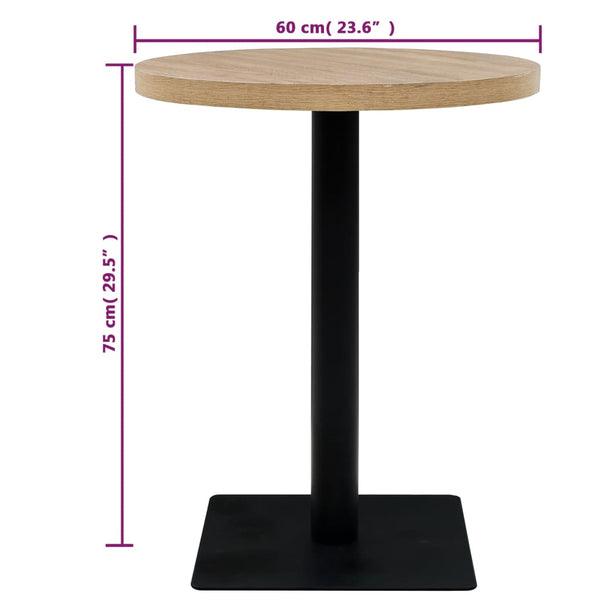 Bistrotisch Zelica eichenfarben 60x75cm (MDF und Stahl, rund)