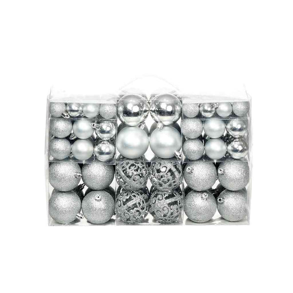 Silberne Christbaumkugel-Set Ciforac 3/4/6cm (100 Stück)
