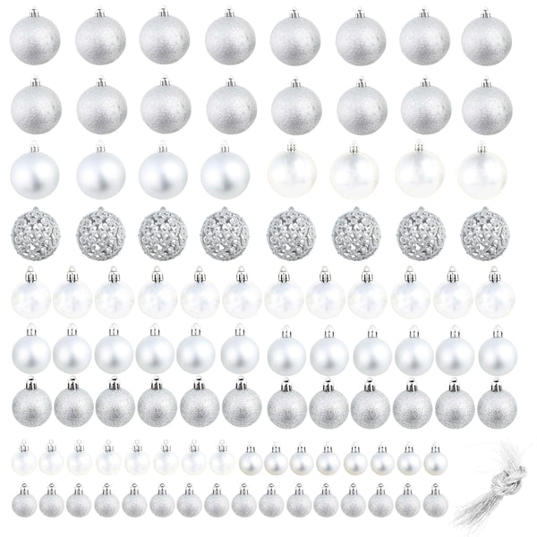 Silberne Christbaumkugel-Set Ciforac 3/4/6cm (100 Stück)