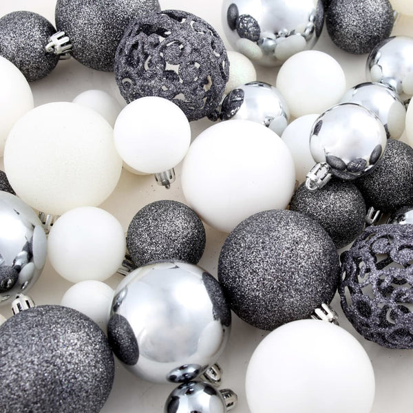 Weißes/graues Christbaumkugelset Ciforac 3/4/6cm (100 Stück)