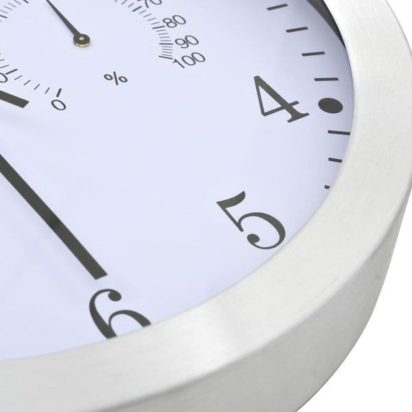 Weiße Wanduhr Quarzwerk Feuchtigkeits- und Thermometer Durchmesser 30 cm