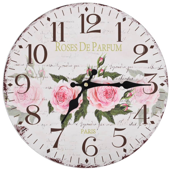 Vintage-Wanduhr mit Blumenmuster Tifor 30cm