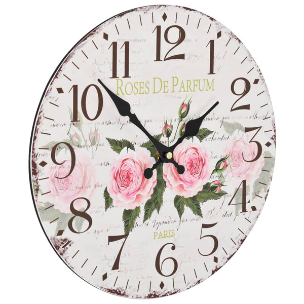 Vintage-Wanduhr mit Blumenmuster Tifor 30cm