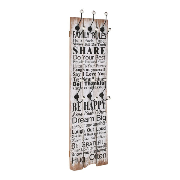Wandgarderobe family rules Ghaleb 120x40cm (mit 6 Haken)