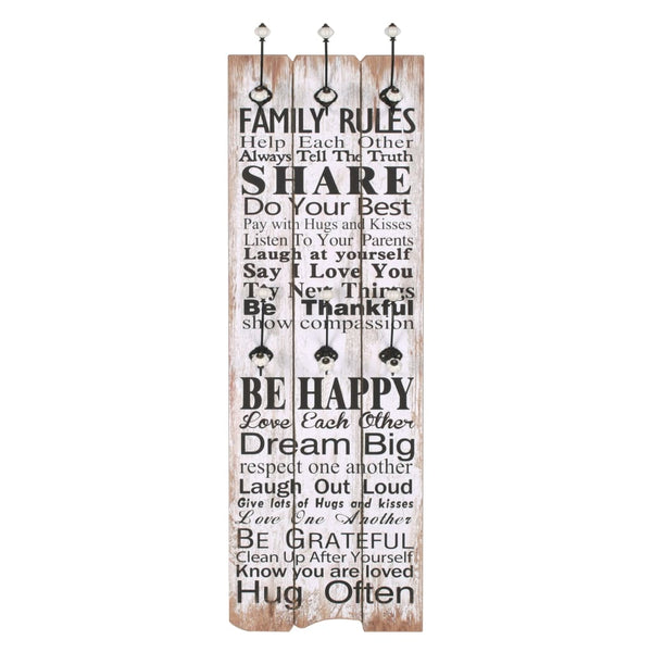 Wandgarderobe family rules Ghaleb 120x40cm (mit 6 Haken)