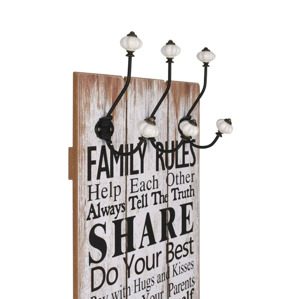 Wandgarderobe family rules Ghaleb 120x40cm (mit 6 Haken)