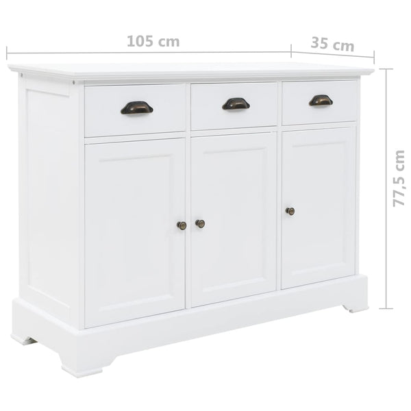 Anrichte Redna 105x35x77,5cm (mit 3 Türen aus MDF und Kiefernholz)