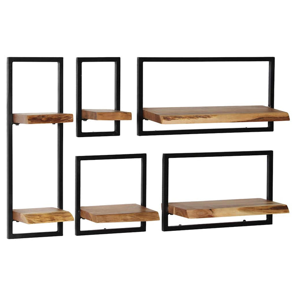 Wandregal-Set Auralia (5-tlg., Akazienholz und Stahl)