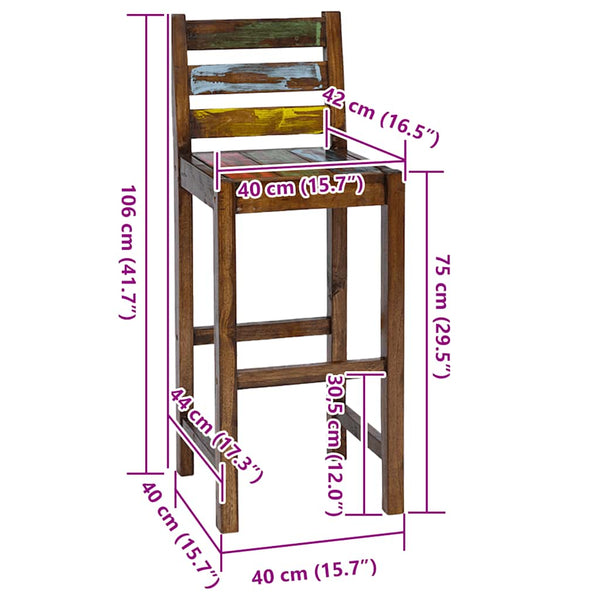 Barhocker Teusa (2 Stk. recyceltes Holz)