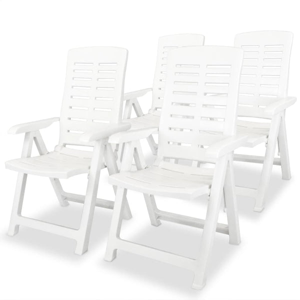 Weiße kippbare Gartenstühle Gerhardinger (4 St. Kunststoff)