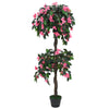 Grüne und rosa Kunstpflanze mit Topf Rhododendron Limpia 155 cm