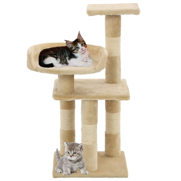 Beiger Katzenkratzbaum mit Sisalsäulen Emoke 65cm
