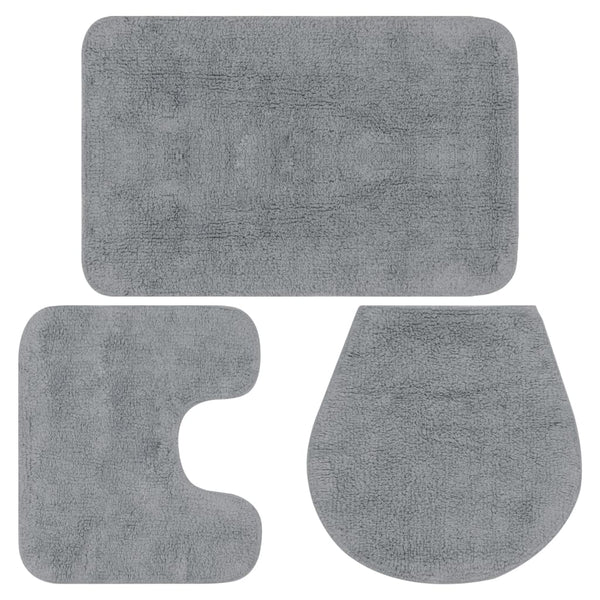 Grauer Badematten-Set Ghiula 3-teilig (Stoff)