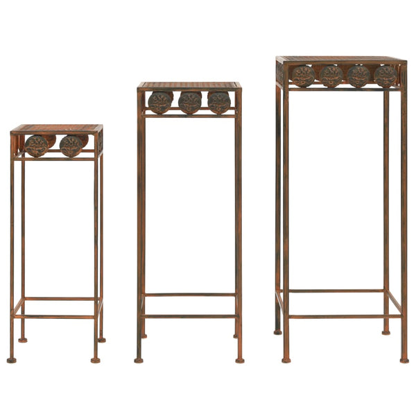 Rostiges Blumenständer-Set Daver 3-teilig (Metall, Vintage-Stil)