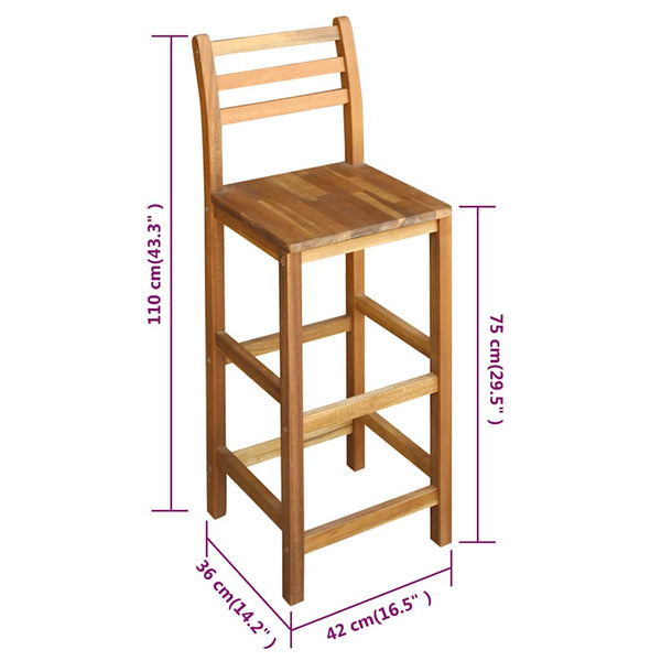 Barhocker Aloisa (2 Stück Akazienholz)