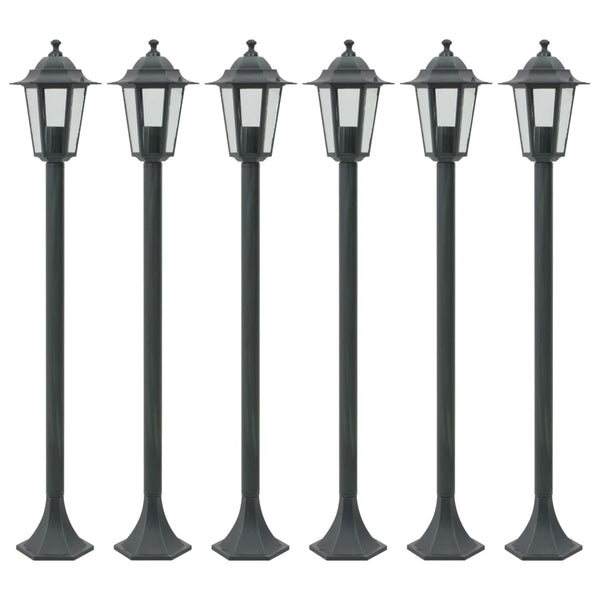 Dunkelgrüne Standsäulenleuchte Sinesie 110cm (6 Stück E27 Aluminium)