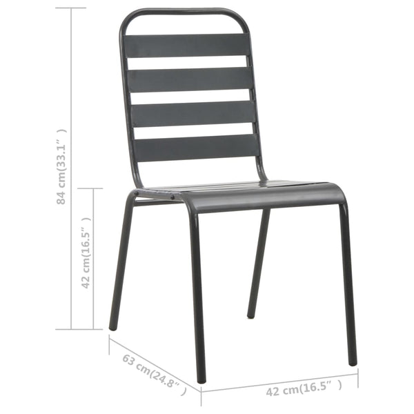 Graue stapelbare Gartenstühle Marnita (2 Stück Stahl)