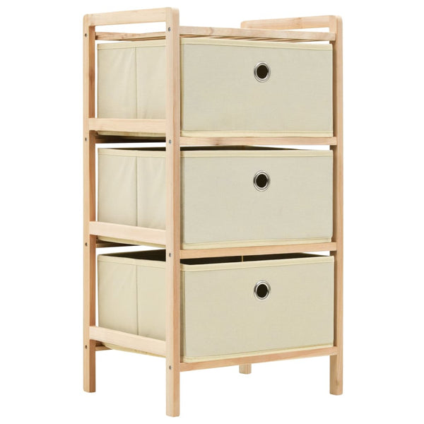 Beige säilytysteline kolmella kangaskorilla Danelusa (setripuu)
