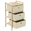 Beige säilytysteline kolmella kangaskorilla Danelusa (setripuu)